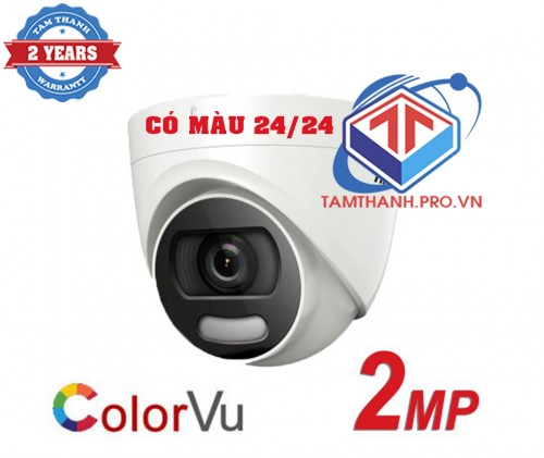 Camera HD-TVI bán cầu. Có màu 24/24 (ColorVu)