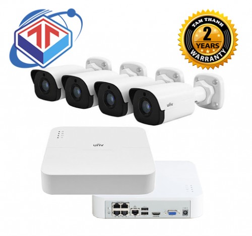 Bộ KIT UNV 4 Camera IP PoE thân trụ 2.0MP