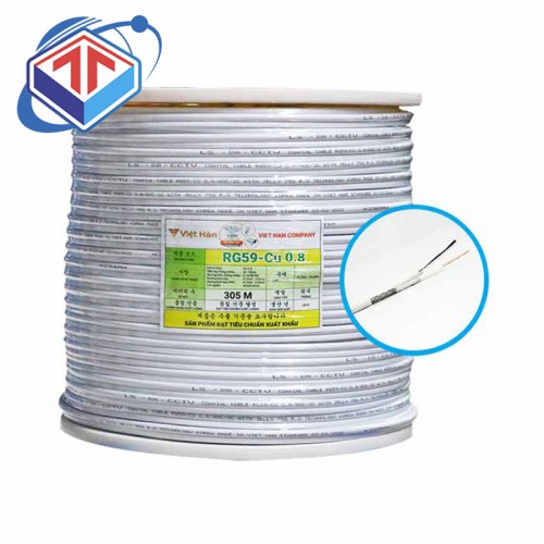 Cáp đồng trục liền dây nguồn lõi đồng 0.8